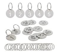 NumRealm Number Labels with Rings, Stainless Steel Numbered Key Tags, Metal Number Tags, Keychain Labels - 1 to 10