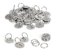 NumRealm Number Tags with Rings, 25mm 304 Stainless Steel Numbered Key ID Tags, Metal Numbers - 1 to 500