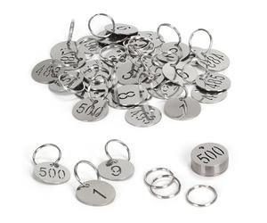 NumRealm Number Tags with Rings, 25mm 304 Stainless Steel Numbered Key ID Tags, Metal Numbers - 1 to 500