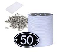 NumRealm Table Numbers Locker Cabinet Number, Oval ABS Engraved Numbers Signage Tags Labels - Black 1 to 500