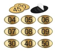 NumRealm Table Numbers Locker Cabinet Number, Oval ABS Engraved Numbers Signage Tags Labels - Golden 1 to 100
