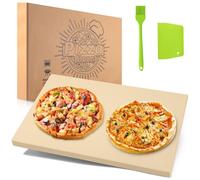 NumRise Pizza stone,20" x 13.5" Large Rectangular Pizza stone for Oven and Grill, Heavy Duty Cooking Stone Includes Free Plastic Scraper, Silicone Brush, Cordierite Baking Stone for Pizza, Bread, BBQ