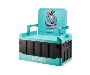 Numskull Fortnite 2-in-1 Toy Storage Box & Folding Chair - Gaming Accessory Organizer with lid and handles for Family Rooms, Official Fortnite Merchandise