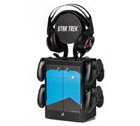 Numskull Official Blue Star Trek Gaming Accessory Locker & Storage Stand - Holds 10 Games/DVDs, 4 Controllers, Headset, and Accessories - Durable & Compact Organizer - Official Star Trek Merchandise