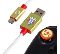 Numskull Official Crash Bandicoot LED Micro USB Cable and Thumb Stick Grips - 1.5m Fast Charging Lead - Compatible with PlayStation 4, Xbox One Controller