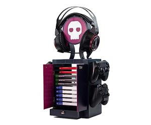 Numskull Official Gaming Accessory Locker & Storage Stand - Holds 10 Games/DVDs, 4 Controllers, Headset, and Accessories - Durable & Compact Organizer