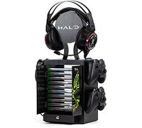 Numskull Official Halo Gaming Accessory Locker & Storage Stand - Holds 10 Games/DVDs, 4 Controllers, Headset, and Accessories - Durable & Compact Organizer - Official Halo Merchandise