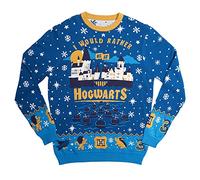 Numskull Official Harry Potter 'I Would Rather Be at Hogwarts' Unisex Knitted Novelty Christmas Jumper, XX-Large