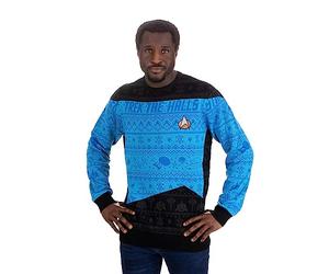 Numskull Star Trek Blue Official Unisex Knitted Jumper, XX-Small-Ugly Novelty Christmas Sweater Gift