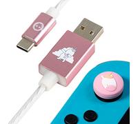 Numskull Unicorn LED USB Type-C Cable and Thumb Stick Grips - 1.5m Fast Charging Lead - Compatible with Xbox Series X|S, PlayStation 5, Nintendo Switch