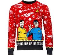 Numskull Unisex Star Trek Beam Me Up Santa Official Star Trek ‘Beam Me Up, Santa!’ Unisex Knitted Christmas Jumper, XX-Small - Ugly Novelty Christmas Sweater Gift (Pack of 1)