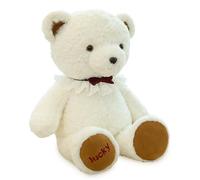 Numyawl Adorable Lucky Teddy Bear Plush toys,25cm White Baby Teddy Bear With Bow,Soft Cuddly Toy For Girls And Boys,Stuffed Animal Toys For Snuggling,Perfect And Birthdays Gifts For Kids.