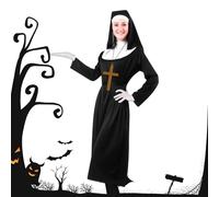 Nun Costume Woman,Cross Pendant Necklace Headpiece Clothes | Nun Headpiece Set | for Women Adults Halloween Party Church Event Religious Festival Themed Event Photo Prop Cosplay