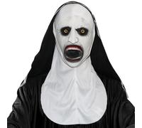 Nun Mask: Scary Halloween Creepy Latex Nun Mask, Headscarf, Realistic Full Head Mask - Adult Costume Accessory for Parties & Cosplay