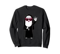 Nun Pink Sunglasses Rock Hand Signs Funny Religious Humor Sweatshirt