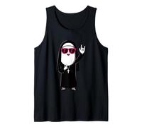 Nun Pink Sunglasses Rock Hand Signs Funny Religious Humor Tank Top