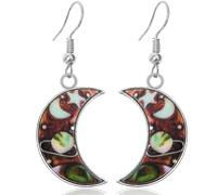 NUNAGIN Creative Personalized Planet Graffiti Alloy Moon Dangle Drop Earrings Shiny Asymmetric Lunar Phase Dangle Drop Earrings for Women Jewelry Gifts, Metal