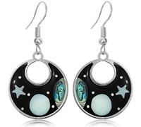 NUNAGIN Creative Personalized Planet Graffiti Alloy Moon Dangle Drop Earrings Shiny Asymmetric Lunar Phase Dangle Drop Earrings for Women Jewelry Gifts, Metal