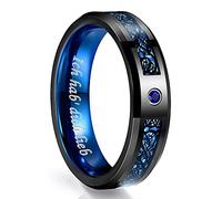 NUNCAD 6mm Men's Tungsten Carbide Rings Black Celtic Wedding Band Rings with Zircon Inlay Beveled Edges Size O