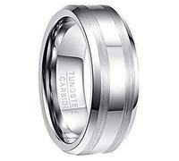 NUNCAD 8mm Mens Silver Wedding Bands Polished Tungsten Carbide Engagement Rings with Brushed Finish Comfort Fit Size L 1/2