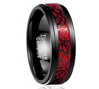 NUNCAD Black Celtic Dragon Tungsten Carbide Ring for Men Women Wedding Band Comfort Fit Size T