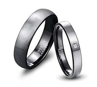 NUNCAD Couple Ring 6mm Silver Matte Dome Tungsten Carbide Rings for Men Wedding Promise Engagement Ring Band Comfort Fit Size N（Price Only for One）