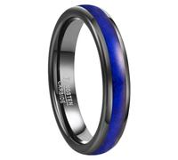 NUNCAD Men's Rings 4mm Black Tungsten Ring for Men Women Domed Wedding Band with Blue Lapis Lazuli Inlay Size P1/2