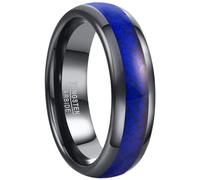 NUNCAD Men's Rings 6mm Black Tungsten Ring for Men Domed Wedding Band with Blue Lapis Lazuli Inlay Size N1/2
