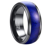 NUNCAD Men's Rings 8mm Black Tungsten Ring for Men Domed Wedding Band with Blue Lapis Lazuli Inlay Size X1/2