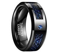 NUNCAD Men's Rings for Wedding Engagement Promise Black Celtic Dragon Inlay Unisex Tungsten Carbide Rings Size Z 1/2