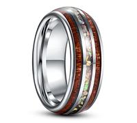 NUNCAD Tungsten Carbide Ring for Men 8mm Tungsten Wedding Bands Ring Silver/Black Dome Abalone Shell Rings Engagement Rings Promise Rings Comfort Fit Size L 1/2-Z 1/2