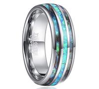 NUNCAD Tungsten Carbide Ring for Men 8mm Tungsten Wedding Bands Ring Silver/Black Dome Abalone Shell Rings Engagement Rings Promise Rings Comfort Fit Size L 1/2-Z 1/2