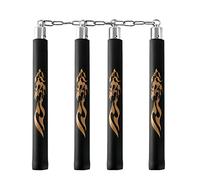 Nunchucks - Pack of 2 Safe Foam Rubber & Steel Chain Training Nunchakus for Beginners for Martial Arts Practice Nunchaku Ninja Foam Nunchucks for Kids & Adults (Black)