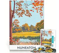 Nuneaton Autumn Landscape Jigsaw Puzzles 1000 Piece for Teenagers Cognitive Toy Calm Pastime Premium Edge Santa Wish List (50x75cm)