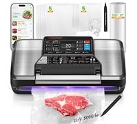 Nunemosk Vacuum Sealer Machine, 95KPa 230W Food Saver with Built-in Cutter, 12-in-1 Modes, Kireo App Expiry Reminders, Quiet 58dB, 2-Year Warranty, Silver