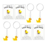 nuneoeuo 12Pcs Little Yellow Duck Keychain, Duck Keyring, Cute Keyrings for Women with Encouragement Card Pocket Hug and Good Luck Card Cute Novelty Ducks Keychain Hanging Handag Car Keyring