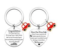 nuneoeuo 2 Pcs Just Passed Driving Test Gifts, Drive Safe Keyring Circular Heart Shape Congratulations Gifts, Passing Drivings Test Gift Congratulations on Passing Your Driving Tests