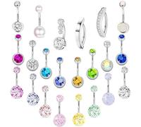 nuneoeuo 22 Pcs Belly Button Bars Set, Belly Bars Perforated Colored Jewelry, Belly Button Piercing Jewellery, Fashion and Classic Belly Piercing Suitable for Both Men And Women