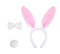 nuneoeuo 3 Pcs Bunny Ears Set Bunny Tails, Cute Bunnys Ears Headband and Rabbit Costume Kids Bunnys Tail, Pink Rabbit Ear Costume Suitable for Easter Halloween and Birthday Costume Accessories