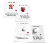 nuneoeuo 4 Pcs Good Luck Teddy Pocket Hug, Good Luck Gifts Penguin Exam Gifts for Friends, Positive Lucky Gift Puppy Pocket Hugs, Cute Seal Pockets Hugs Heart Shape Gift for Blessing and Encouraging