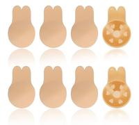 nuneoeuo 8 Pcs Stick On Bra Push Up, Boob Lift Backless Bras for Women Suitable for Nuptial Parties, or Daily Wear Invisible Bras, Push up Stick on Bras (Yellow)