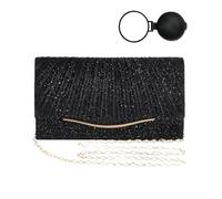 nuneoeuo Black Clutch Bags for Women, Black Handbags for Women with Makeup Mirror, Clutch Bag Elegant for Women, Sparkling Sequin Bag with Removable Chain, Suitable for Party and Cocktail Prom