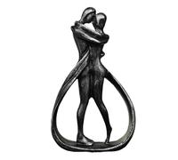 NUNETH Romantic Couple Sculpture, Sandstone Art Statue, Modern Abstract Figurine for Home Decor, Anniversary Wedding Gift，7.3×2.9×12cm (Black)