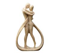 NUNETH Romantic Couple Sculpture, Sandstone Art Statue, Modern Abstract Figurine for Home Decor, Anniversary Wedding Gift，7.3×2.9×12cm (Beige)