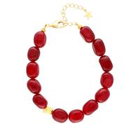 Nuni Copenhagen Vilma Bracelet 24 ct. Goldplated Stainless Steel A3157-burgundy - Woman - Stainless Steel Gold/Red 16 cm