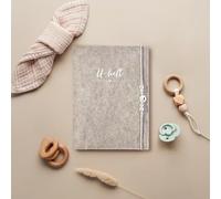 NuNi Examination Book Cover Felt Grey with Baby Foot Tag for Examination Book, Vaccination Certificate and Insurance Card