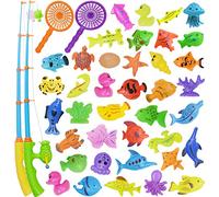 Nunki Toy Fishing Toy,Bath Toy,39 Piece Magnetic Fishing Toy, Waterproof Floating Bathtub Toy Fishing Learning Education Play Set,Outdoor Fun Fishing Game Great Gift for Todders Kids