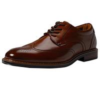 Nunn Bush Men's Centro Flex Wingtip Oxford W/Brogue Detail Dress Casual Leather Comfortable Lace Up, Cognac, 9 UK