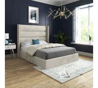 Nuno Straight Winged Upholstered Soft Velvet Bed Frame - Cream