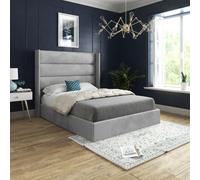 Nuno Straight Winged Upholstered Soft Velvet Bed Frame - Grey